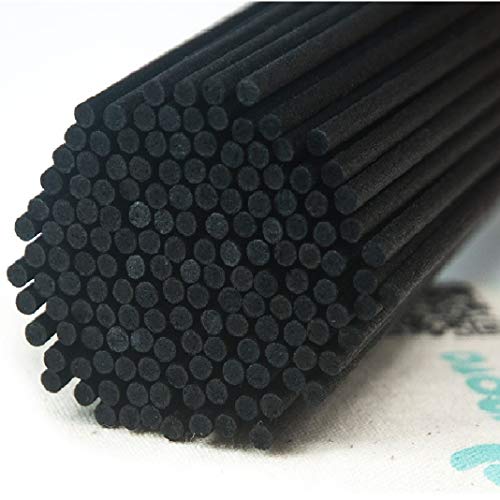 Resafy Reed Diffuser Sticks, Jecnovo Pack of 100 Fiber Sticks with Handmade Linen Bag, Safe and Non-Toxic, 9 Inches Long 3mm Diameter Aromatherapy Diffusers for Home, Spa and Office(Black) - Image 1