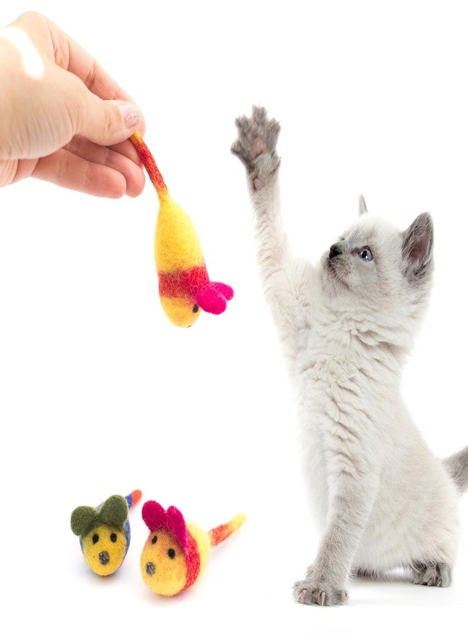 Glaciart One Wool Felt Mouse Cat Toys with Catnip - 3 Pack | 100% Handmade, Eco-Friendly, Durable | Natural, Safe for Indoor Cats | Minimalist Design - Image 3