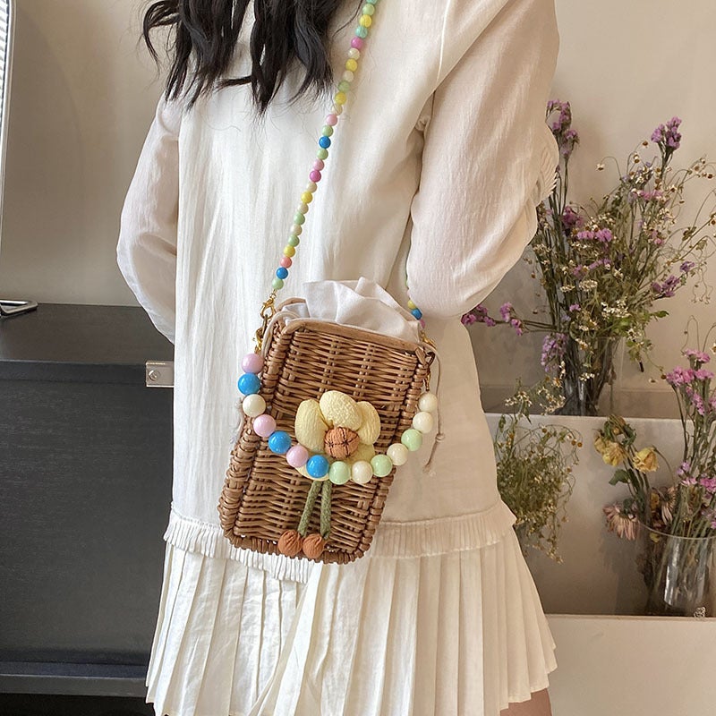 2024 Trendyy Design Straw Material Fabric Cross-Body Bag New Women'S Bag Trendyy Simple Shoulder Bag - Image 4