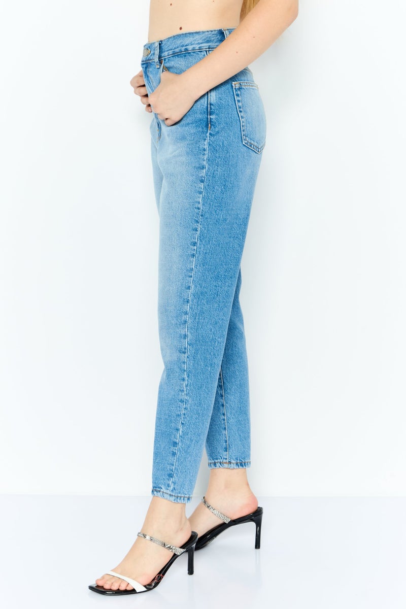 Dr Denim Women Regular Fit High Rise Straight Leg Washed Jeans, Blue - Image 3
