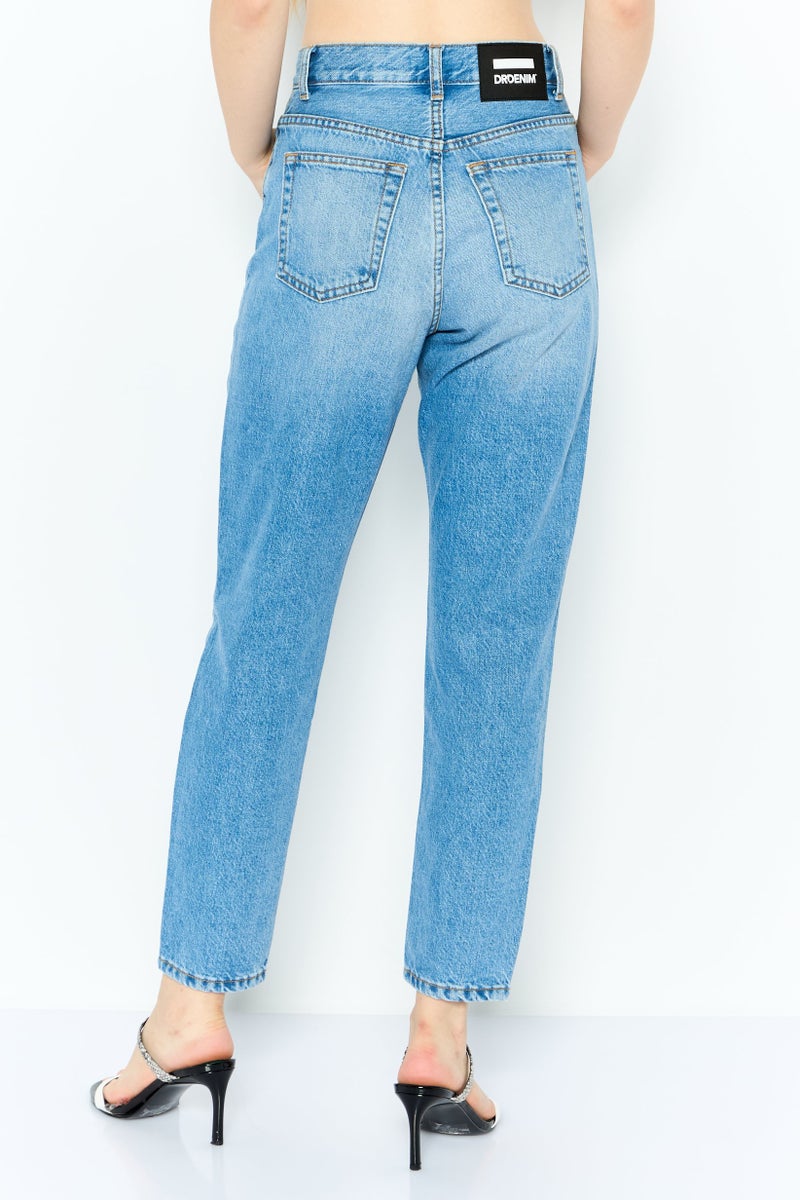 Dr Denim Women Regular Fit High Rise Straight Leg Washed Jeans, Blue - Image 4