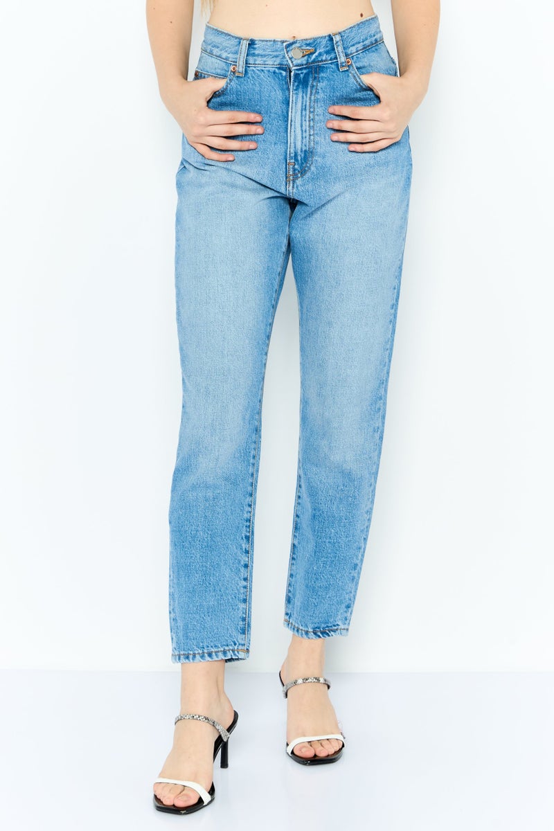 Dr Denim Women Regular Fit High Rise Straight Leg Washed Jeans, Blue - Image 1