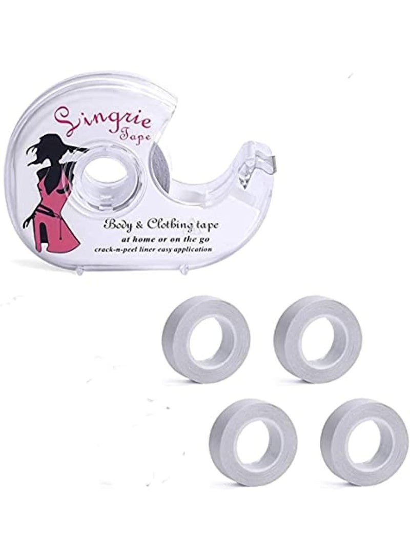 Double Sided Clothing Tape, Clear Fabric Strong Adhesive for Lingerie, Body, Fashion, Boob, Dress, Bra - 1+4 Set - Image 1
