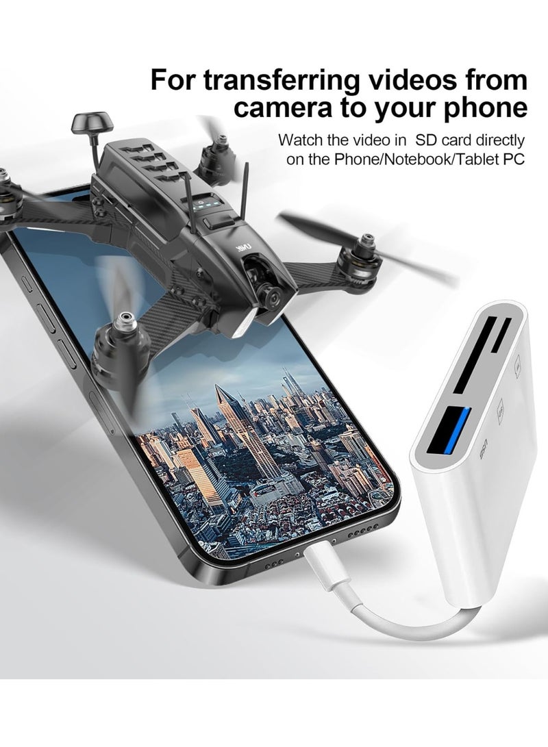 USB C SD Card Reader for iPhone 17/16/15 Series, USB C to Micro SD Memory Card Adapter for iPad/Mac Pro/Air, USBC/Type C Camera Card Reader with USB A Port for Phone, Laptop and More USBC Devices - Image 5