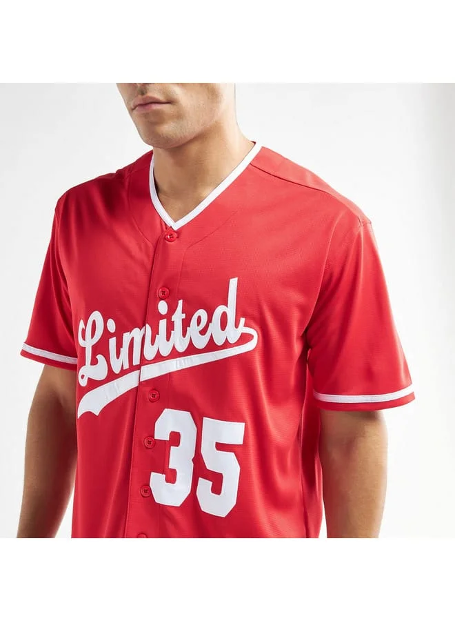 Splash FAV Typography Print Baseball Shirt
