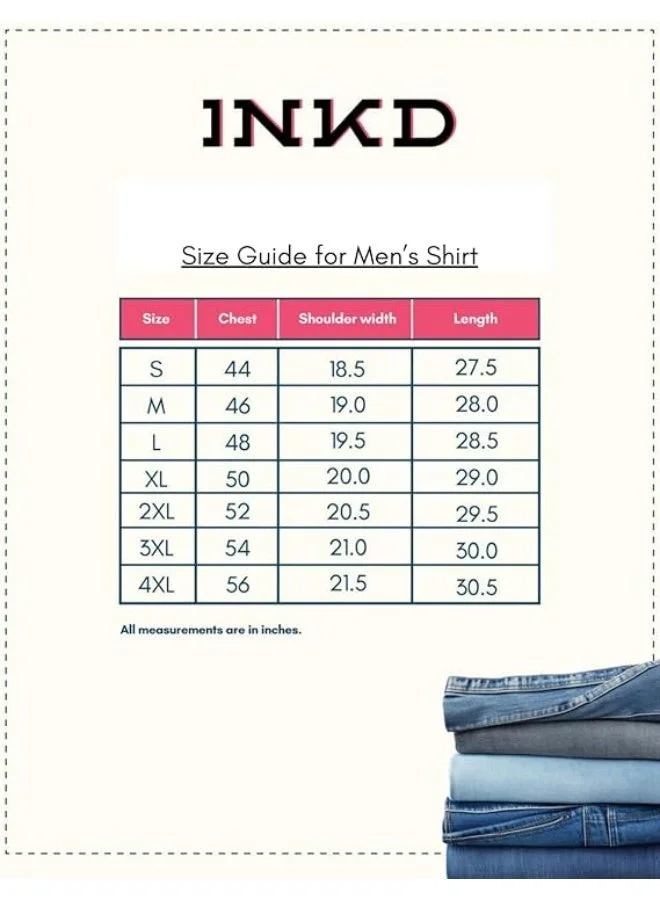 inkd Blue Men's Regular Fit Shirt - 100% Cotton | Casual Shirts for Men | Full Sleeve for Men | Best Price UAE