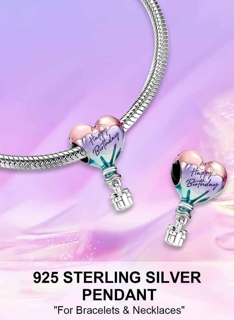 SOLARAE 925 Sterling Silver Charms for Pandora Charm Bracelets and Necklaces Birthday Balloon Dangle Pendants Beads DIY Charms Jewelry Gift for Women Girls - Image 3