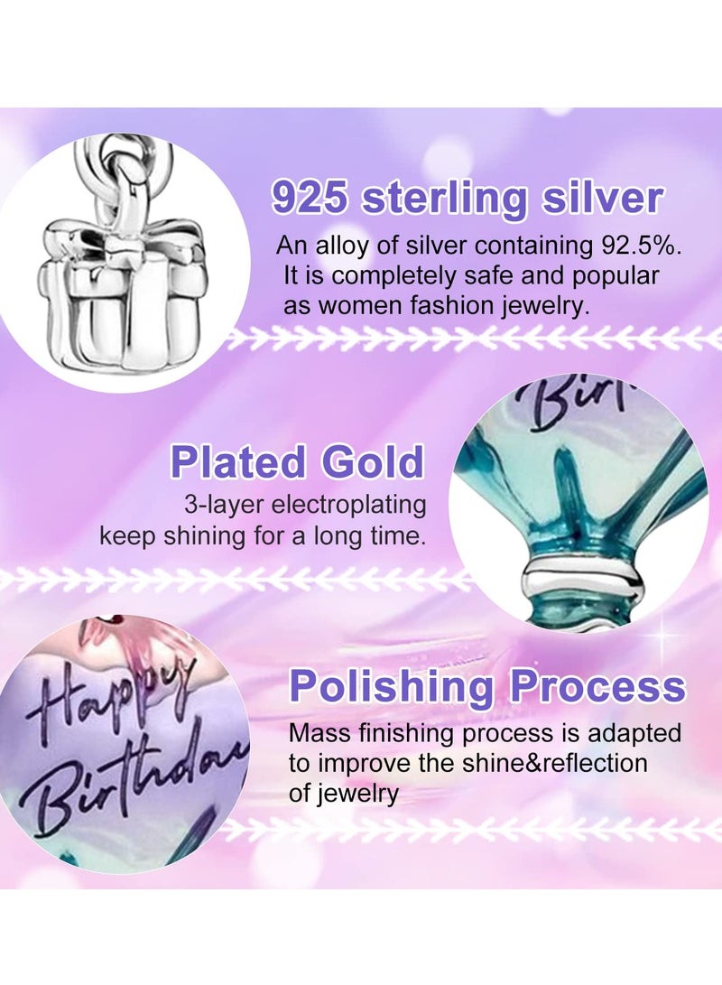 SOLARAE 925 Sterling Silver Charms for Pandora Charm Bracelets and Necklaces Birthday Balloon Dangle Pendants Beads DIY Charms Jewelry Gift for Women Girls - Image 2