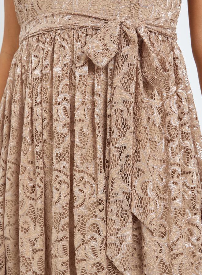 Styli Beige All-Lace A-Line Midi Dress - Image 4