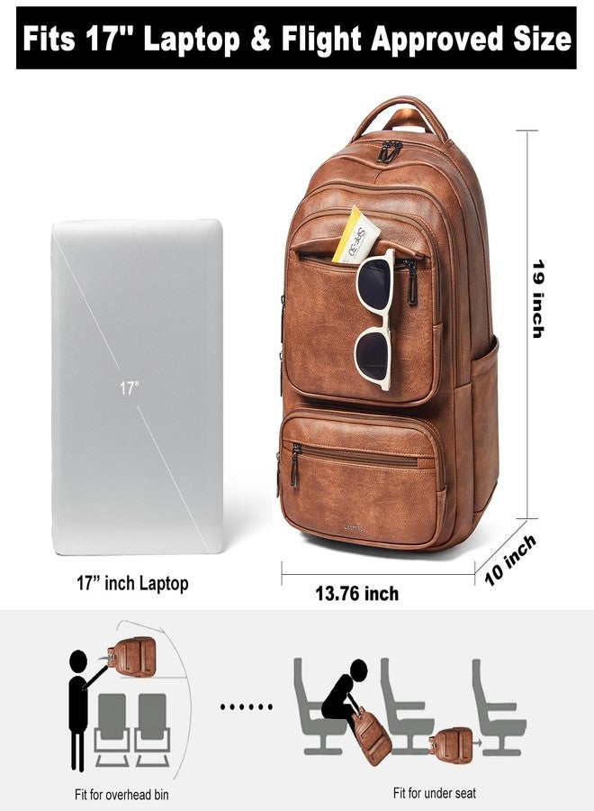 LATMAP 43L backpack purse for women Leather back pack shoulder diaper bookbag Tote laptop Handbags for travel Work College, Brown - Image 4