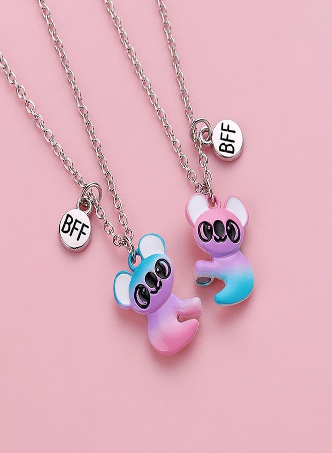 JAVARNV BFF Necklaces for 2 Girls Friendship Necklace Best Friend Necklace Bear Pendant Necklace Bear Matching Necklace Cute Koala Necklace Birthday Christmas Jewelry Gifts for Girls, Metal, alloy - Image 4