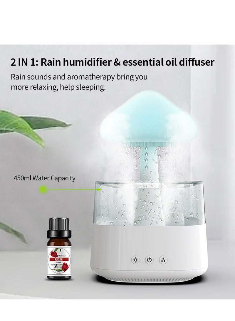 عربست مرطب السحابة الممطرة المرطب الليلي بالضوء الليلي مرطب نافورة مكتب نافورة النوم بجانب السرير مرطب مكتب النوم الاسترخاء مزاج قطرة الماء صوت 450 مل - Image 5