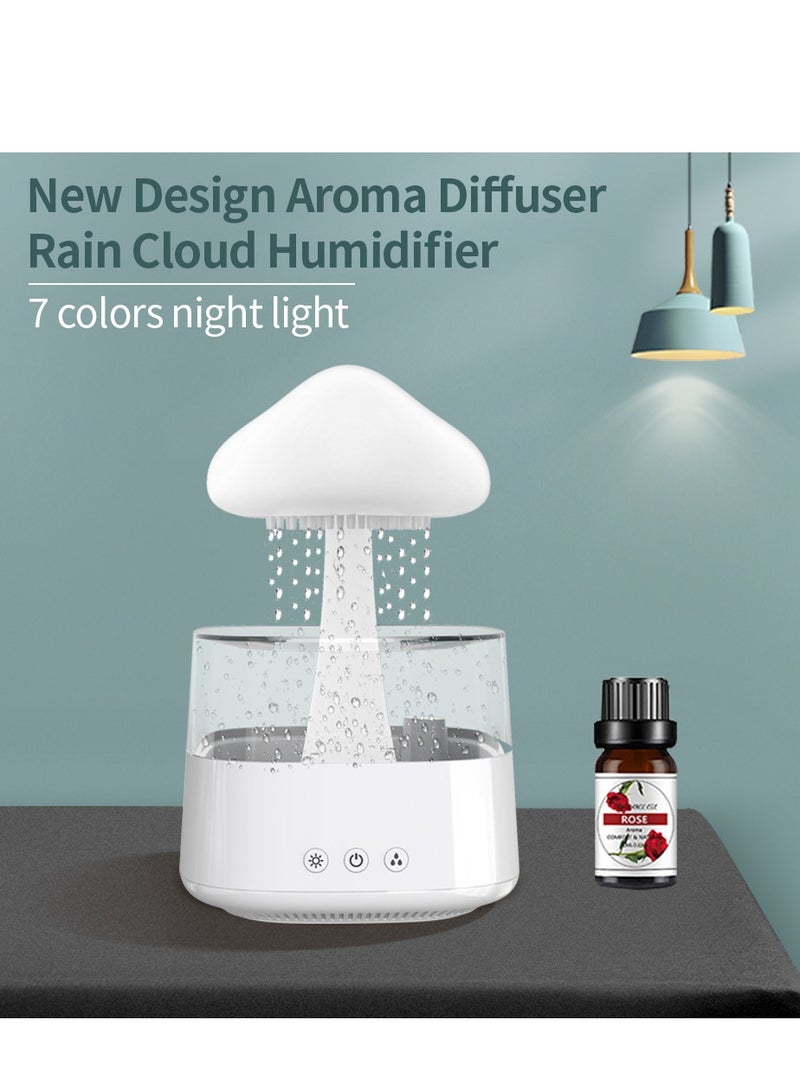 عربست مرطب السحابة الممطرة المرطب الليلي بالضوء الليلي مرطب نافورة مكتب نافورة النوم بجانب السرير مرطب مكتب النوم الاسترخاء مزاج قطرة الماء صوت 450 مل - Image 4