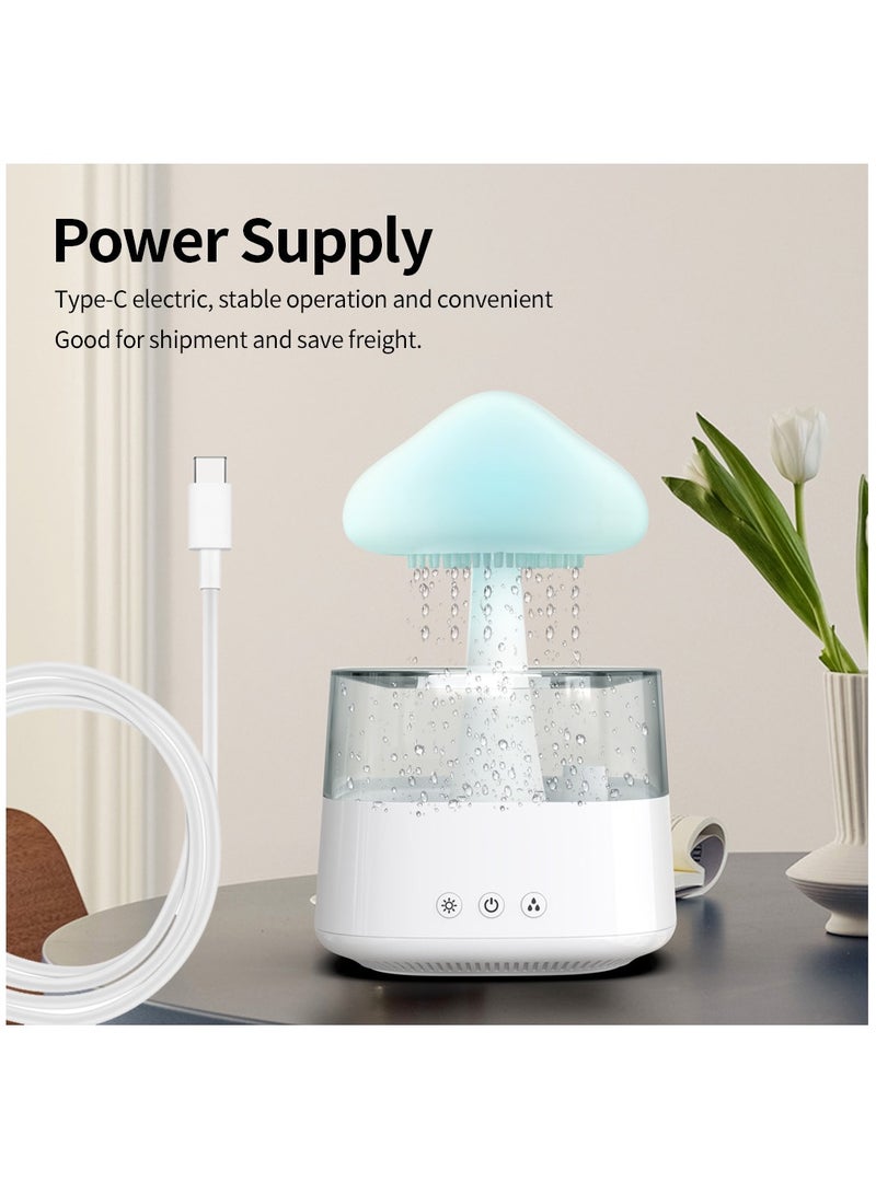 عربست مرطب السحابة الممطرة المرطب الليلي بالضوء الليلي مرطب نافورة مكتب نافورة النوم بجانب السرير مرطب مكتب النوم الاسترخاء مزاج قطرة الماء صوت 450 مل - Image 3