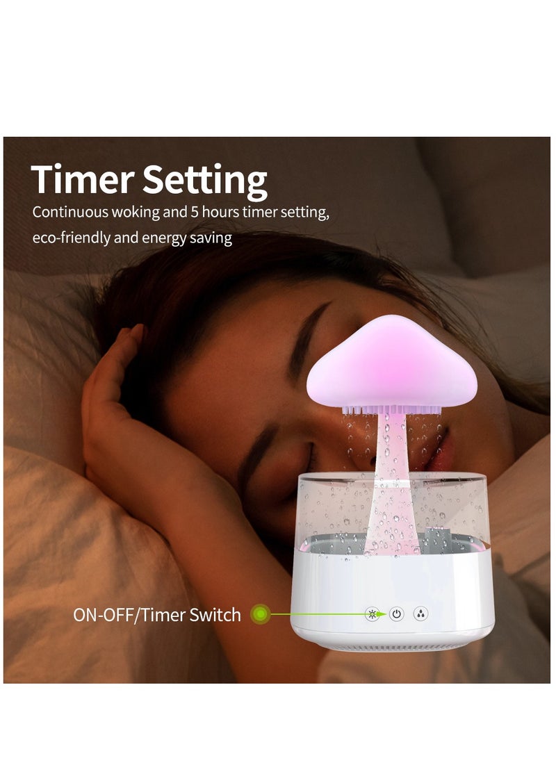 عربست مرطب السحابة الممطرة المرطب الليلي بالضوء الليلي مرطب نافورة مكتب نافورة النوم بجانب السرير مرطب مكتب النوم الاسترخاء مزاج قطرة الماء صوت 450 مل - Image 2