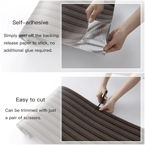 LVSHI Peel and Stick PVC Slat Wall Panels, Wood Grain Self-Adhesive Soundproof Moisture-Resistant Paneling, 3D Faux Wood Panels for Bedroom Bathroom Walls & Ceilings 118"x15.75"(Dark Walnut,13Sq.ft) - Image 4