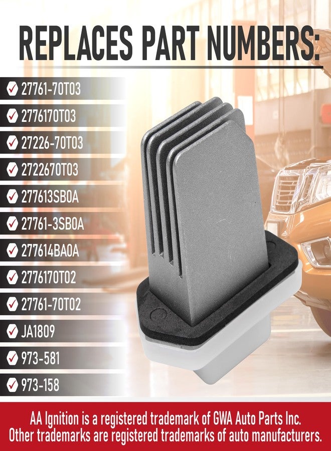 أيه أيه إغنيشن مقاومة محرك منفاخ نظام التكييف والتهوية AA Ignition، بديل للرقم 27761-70T03 - Image 3