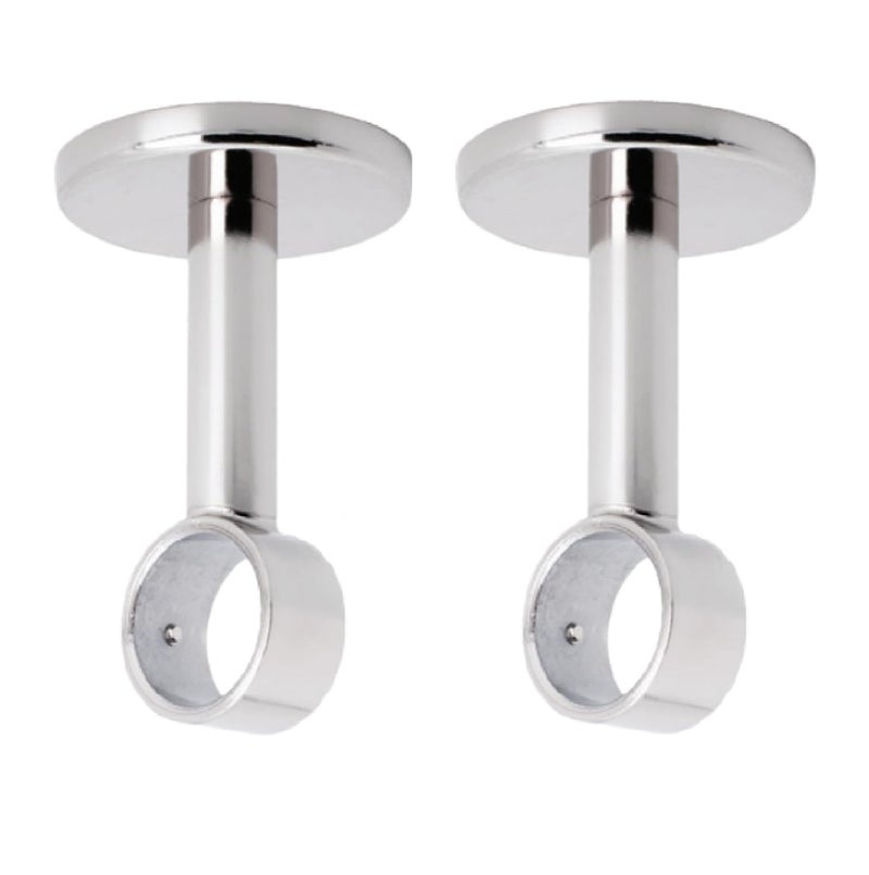 QZibeva Pack of 6 Pcs Stainless Steel Ceiling Wall Curtain Bracket for 1 Inch Curtain Rod Silver Brackets - Image 4