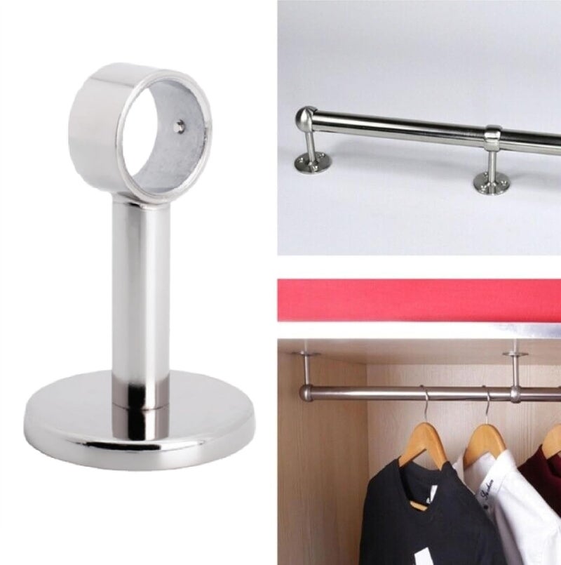 QZibeva Pack of 6 Pcs Stainless Steel Ceiling Wall Curtain Bracket for 1 Inch Curtain Rod Silver Brackets - Image 3