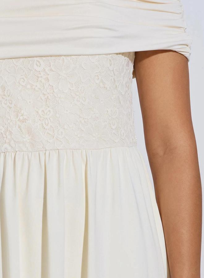 Styli Lace Off Shoulder A-Line Maxi Dress - Image 3