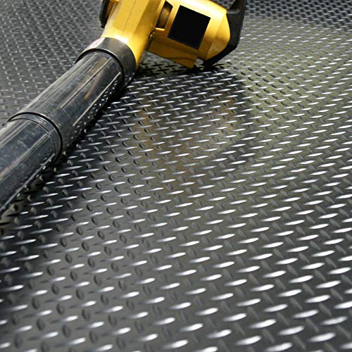 Rubber-Cal Diamond-Plate Rubber Flooring Rolls - 3 mm x 4 ft x 3 ft Rolls - Black - Image 5