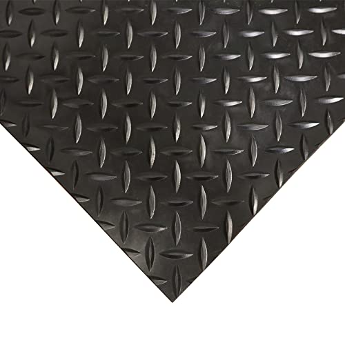 Rubber-Cal Diamond-Plate Rubber Flooring Rolls - 3 mm x 4 ft x 3 ft Rolls - Black - Image 2
