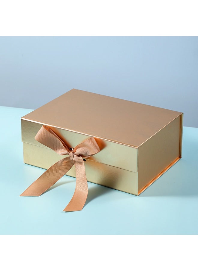 SKT Shiketro Gold Foldable Luxury Magnetic Gift Box With Ribbon, Suitable For Holidays, Birthdays, Anniversaries and Other Occasions - Image 1