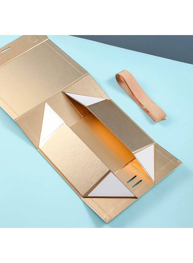 SKT Shiketro Gold Foldable Luxury Magnetic Gift Box With Ribbon, Suitable For Holidays, Birthdays, Anniversaries and Other Occasions - Image 3