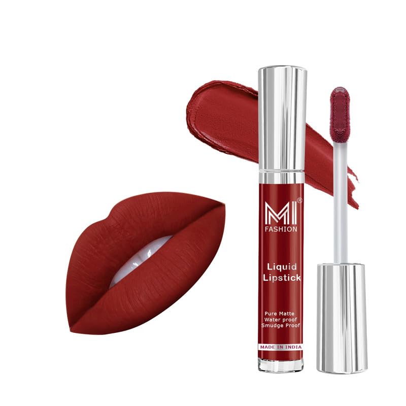 MI FASHION Super Pure Matte Liquid Lipstick Red Mart 35ml For women Unparalleled Waterproof NonTransfer Performance Enduring Beauty Pack Of 1 - Image 1