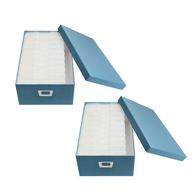 novelinks Photo Case 4" x 6" Photo Storage Box, 10 Inner Picture Storage Containers & Photo Organizer Cases, Portable Photo Craft Keeper for Photos, Crafts, Cards (Sky Blue, 2Pack) - Image 1