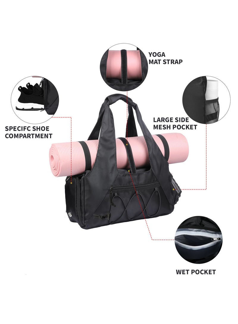 زيريفام حقيبة رياضية للنساء، حقيبة سفر خفيفة الوزن مع حجرة للأحذية، حقائب نهاية الأسبوع الليلية مع جيب للأشياء المبللة وحقيبة لحمل الزجاجات، حقائب رياضية لليوجا والسفر والصالات الرياضية - Image 3