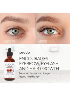 Pura d'or 4 Oz Organic Castor Oil 100% Pure Usda Certified Cold Pressed Hexane Free Eyelash & Eyebrow Growth Serum 2 Empty Bonus Applicators For Fuller Thicker Lashes & Brows Skin & Hair  - Image 4
