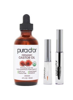 4 Oz Organic Castor Oil 100% Pure Usda Certified Cold Pressed Hexane Free Eyelash & Eyebrow Growth Serum 2 Empty Bonus Applicators For Fuller Thicker Lashes & Brows Skin & Hair