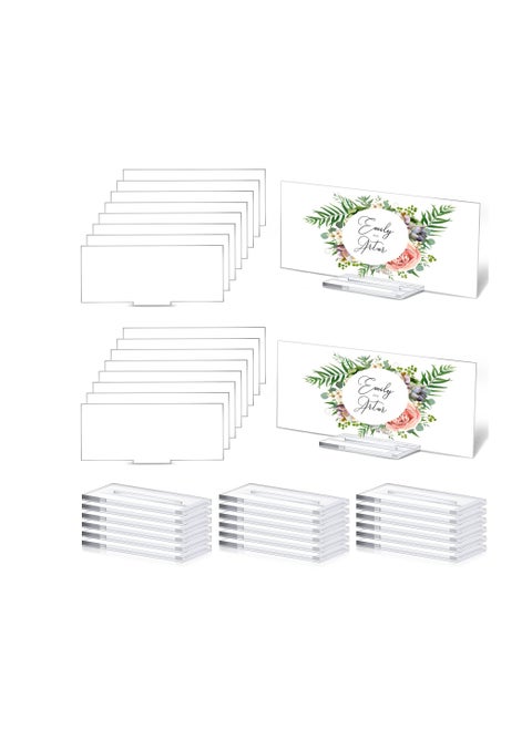 10 Pcs Acrylic Place Card Stands Clear Table Display Holder Acrylic Sign Stand Wedding Table Number with Card Slot for Wedding Reception Office Menu DIY Art Meeting(Rectangle,5.9 x 4 Inch)