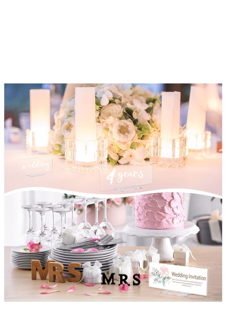 SYOSI - 10 Pcs Acrylic Place Card Stands Clear Table Display Holder Acrylic Sign Stand Wedding Table Number with Card Slot for Wedding Reception Office Menu DIY Art Meeting(Rectangle,5.9 x 4 Inch) - Image 1