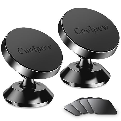 Coolpow【2 Packs 】Magnetic Phone Holder for car【Strong Magnet】phone holders for your car phone holder Mount for Car【4 Metal Plate】Universal Dash cell phone car mount for iphone Samsung car accessories - Image 1