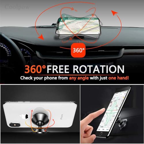 Coolpow【2 Packs 】Magnetic Phone Holder for car【Strong Magnet】phone holders for your car phone holder Mount for Car【4 Metal Plate】Universal Dash cell phone car mount for iphone Samsung car accessories - Image 5