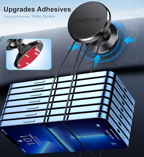 Coolpow【2 Packs 】Magnetic Phone Holder for car【Strong Magnet】phone holders for your car phone holder Mount for Car【4 Metal Plate】Universal Dash cell phone car mount for iphone Samsung car accessories - Image 2