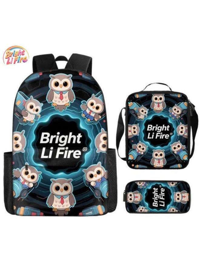 Bright Li Fire Three-piece set of cartoon bags, easily cope with various occasions (students, children, friends' outings, mountain climbing, schooling, etc.) | Backpack + hand-held + stationery bag | School season/holiday gifts - 81 - Image 1