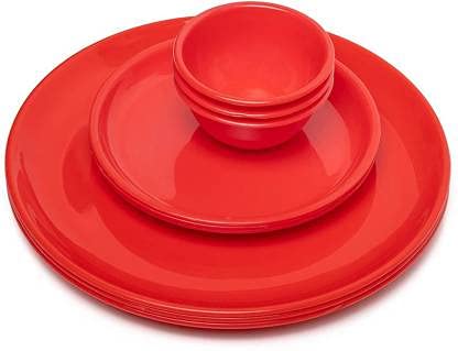 Coolkart 18 Pcs Unbreakble Food Grade Dinner Set Full Plates Half Plates with Katoris Matt Design Microwave Safe - Image 1