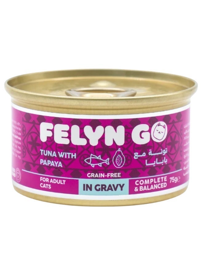 Felyn Go C&B Tuna with Papaya in Gravy – Complete Wet Cat Food 6 x 75g - Image 1