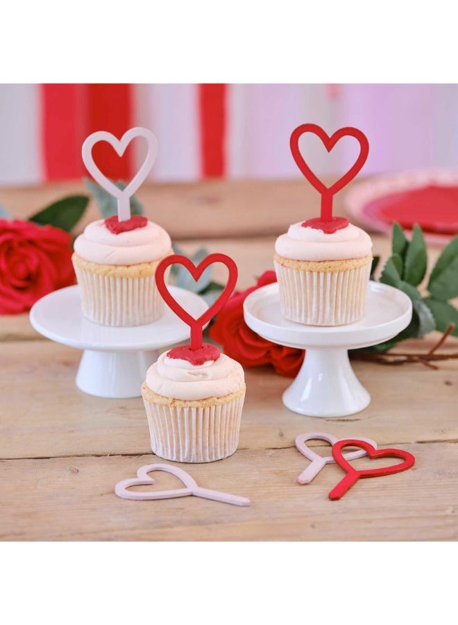 Ginger Ray Wooden Red And Pink Heart Cupcake Toppers - Image 4