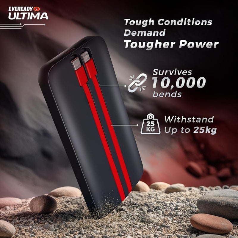 Eveready بنك الطاقة ألتيمّا PB10 مع كابلات مدمجة 10,000 مللي أمبير، شحن سريع 22.5 واط، منافذ متعددة وتوافق عالمي، إدخال وإخراج TypeC، مؤشر بطارية رقمي، حماية من الشحن الزائد - Image 5