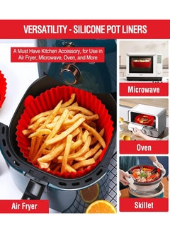 BELLSBERRY 2 Pcs Reusable Air Fryer Silicone Liners Pot for 3 to 5 QT Replacement of Flammable Parchment Paper Baking Tray Oven Accessories  - Image 4