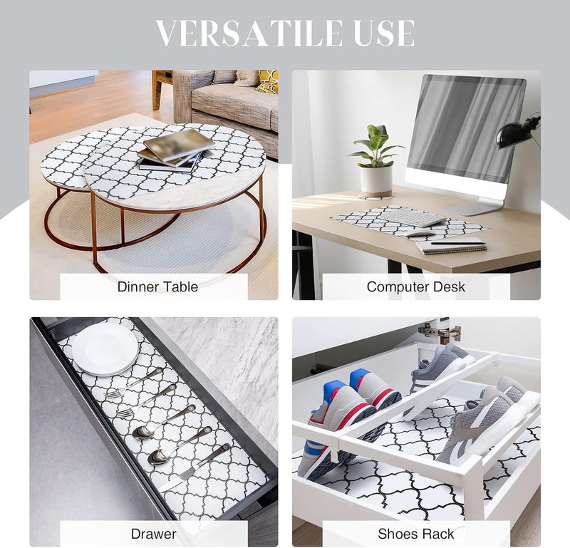 Ash  Roh Ash & Roh Anti-Slip Place Mat Waterproof EVA Solid Liners for Kitchen Cabinets, Drawers, Tables - Food Grade, Textured, Washable, Multipurpose Shelf Mats (White Window, 45 x 300) - Image 2