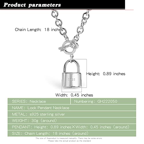 Dankadi Women 925 Sterling Silver Key Lock Pendant Necklace Fashion Solid Silver Rolo Chain Charm Choker Accessories Fine Jewelry Gift (18 inches) - Image 4