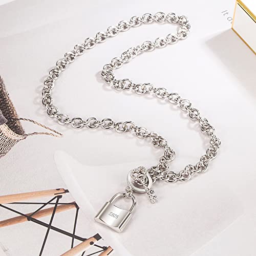 Dankadi Women 925 Sterling Silver Key Lock Pendant Necklace Fashion Solid Silver Rolo Chain Charm Choker Accessories Fine Jewelry Gift (18 inches) - Image 3