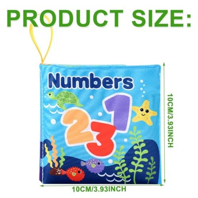 4 Pack Baby Cloth Books Soft Crinkle Bath Book Toys with Touch and Feel Texture Early Learning Books for Babies Featuring Animals Transportation Numbers and Fruits - Image 2