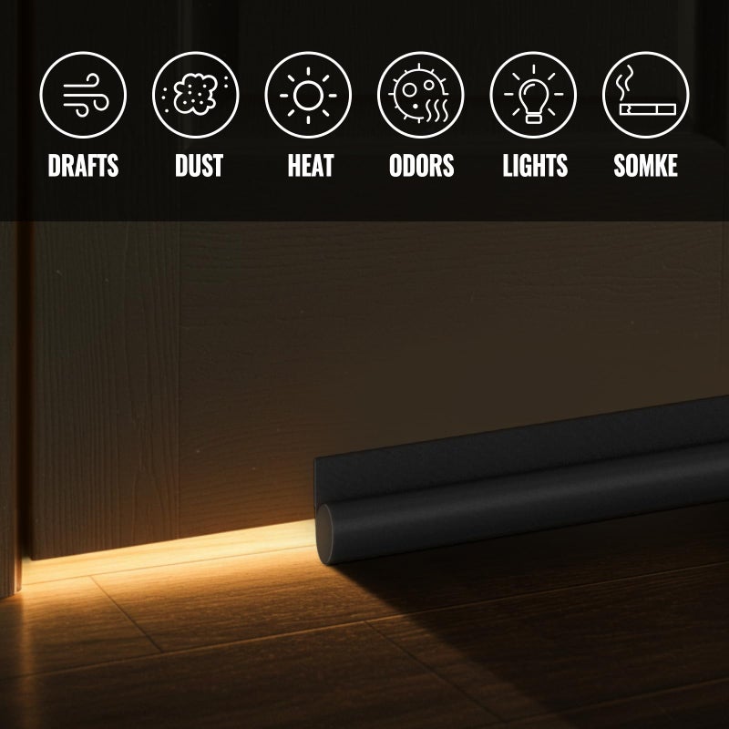 OSAMEDA Door Draft Stopper - 36 inch One Sided Door Draft Blocker Sweep Reduce Cold Air Front Soundproof Draft Blocker for Bottom of Door Suitable for Interior/Exterior,Black - Image 5