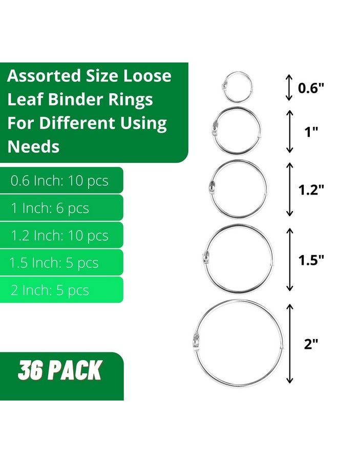 Mr. Pen - Binder Rings, Loose Leaf Binder Ring, 36Pc, Assorted Sizes, Book Binder Rings, Ring Binder Clips, Metal Rings For Index Cards, Rings For Flash Cards, Index Card Rings, Book Rings, Ring Hooks  - Image 2